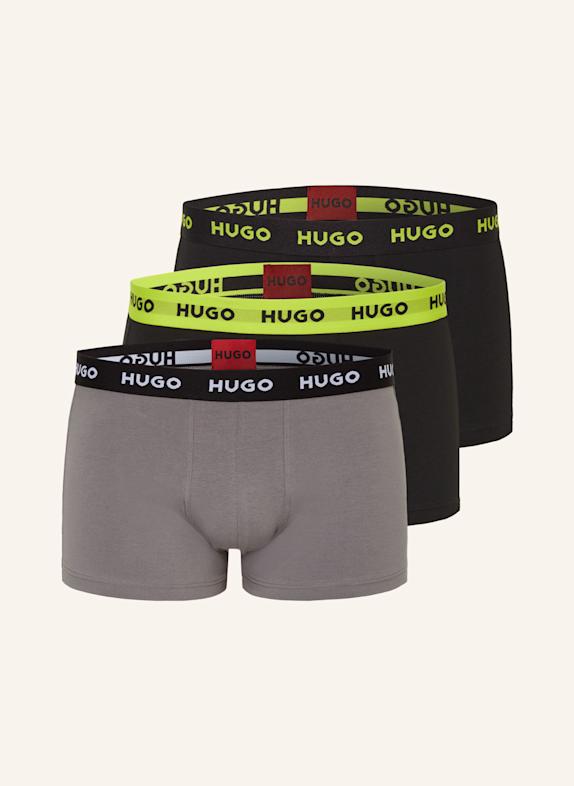 HUGO 3-pack boxer shorts BLACK/ GRAY