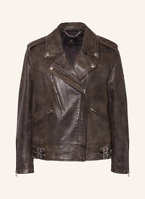 BELSTAFF Kurtka skórzana FERROUS CIEMNOBRĄZOWY