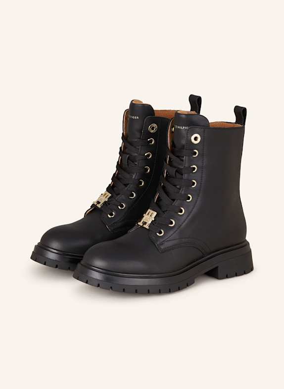 TOMMY HILFIGER Schnürboots SCHWARZ
