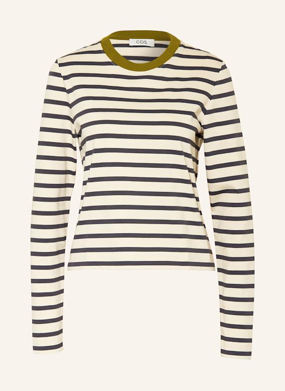 COS Monki Ambidextra knit sweater in navy blue CREAM/ DARK GRAY