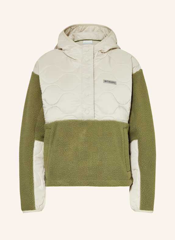 Columbia CLOUD POINT™ fleece troyer in a mix of materials CREAM/ OLIVE