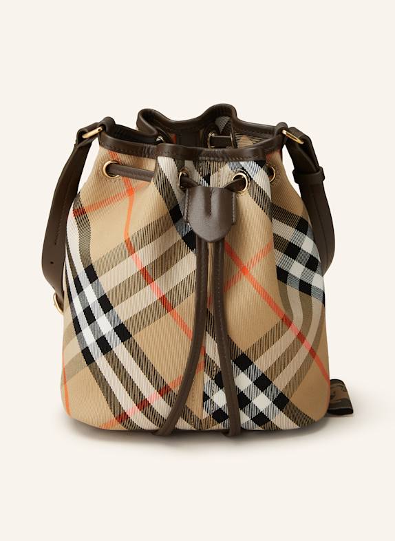 BURBERRY Beuteltasche BEIGE/ DUNKELBRAUN