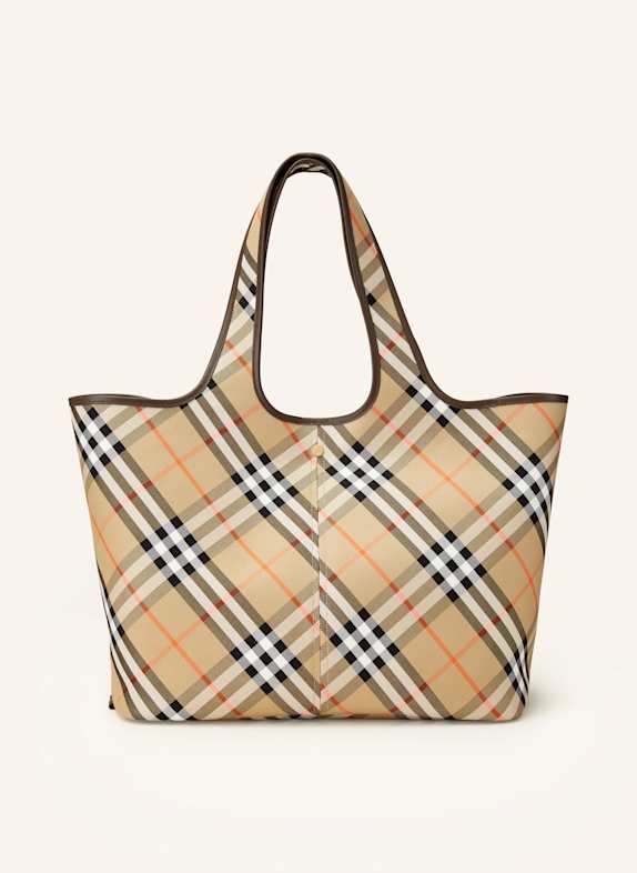 BURBERRY Shopper mit Pouch BEIGE/ SCHWARZ/ ROT