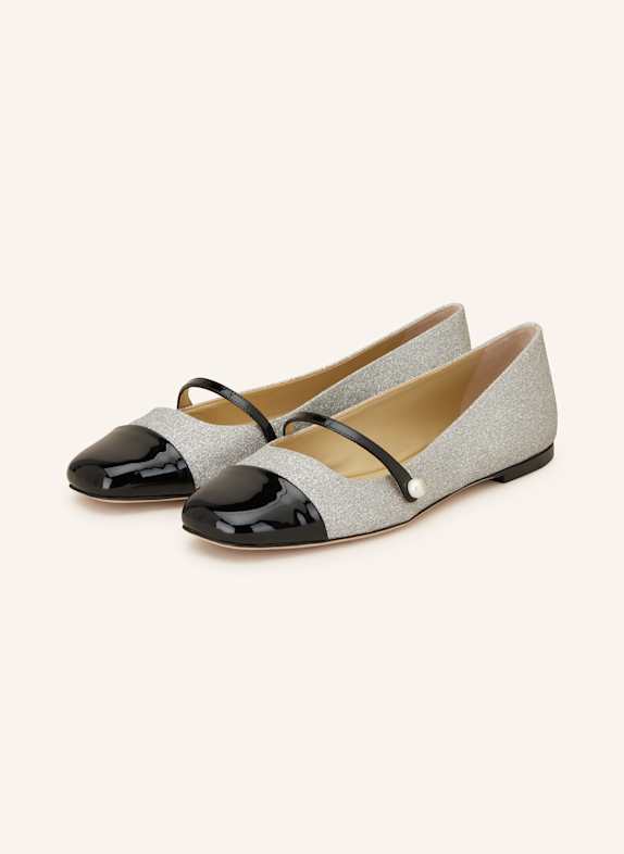 JIMMY CHOO Mary-Jane-Ballerinas ELISA SCHWARZ/ SILBER