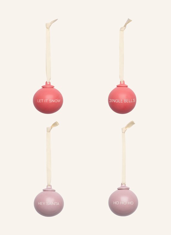 DESIGN LETTERS Bombki choinkowe XMAS STORIES, 4 szt. JASNOFIOLETOWY / RÓŻOWY