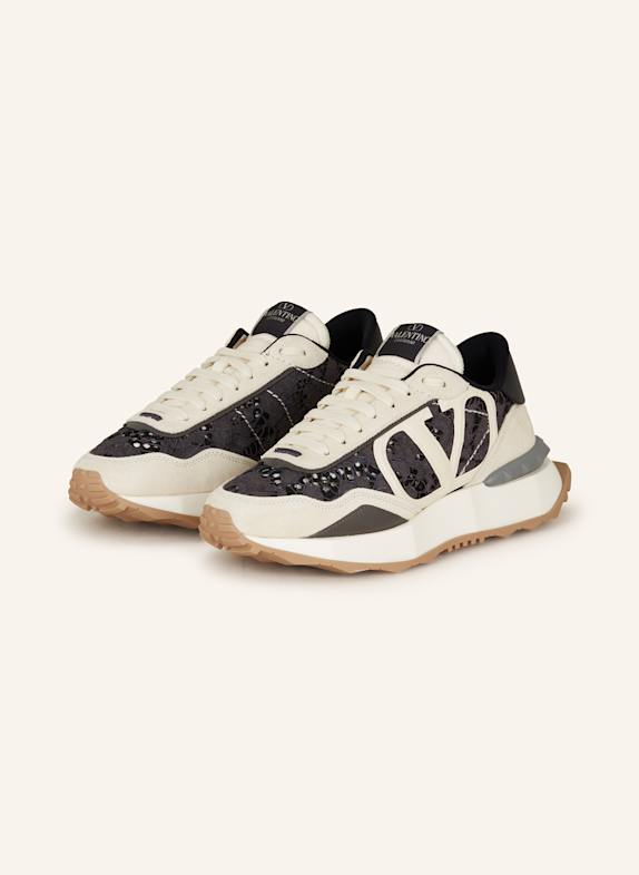 VALENTINO GARAVANI Sneakersy LACERUNNER z koronką CZIEMNOSZARY/ KREMOWY
