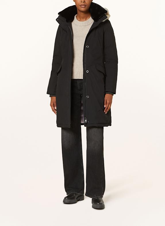 WELLENSTEYN Parka ENTERPRISE CLASSIC LONG mit DUPONT™ SORONA®-Isolierung und abnehmbarem Kunstfell SCHWARZ