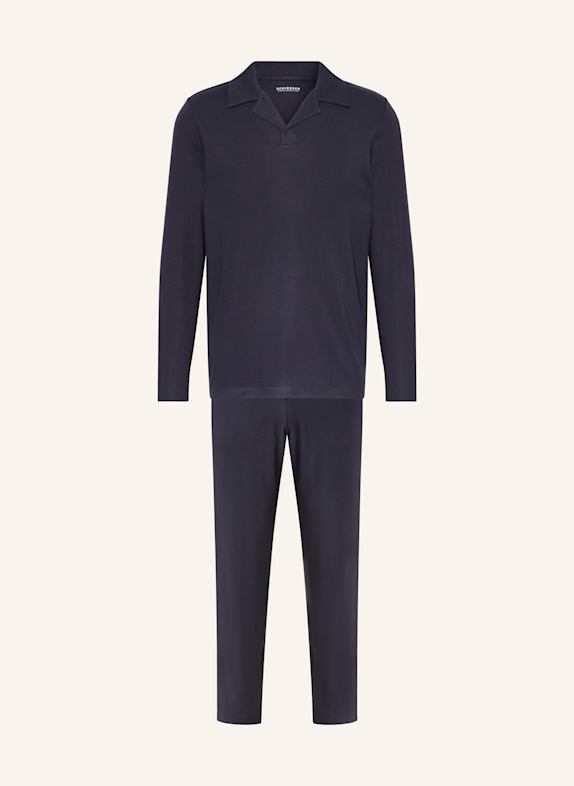 SCHIESSER Schlafanzug SELECTED PREMIUM WARMING DUNKELBLAU