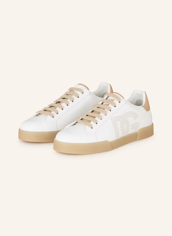 DOLCE & GABBANA Sneakersy PORTOFINO BIAŁY/ BEŻOWY