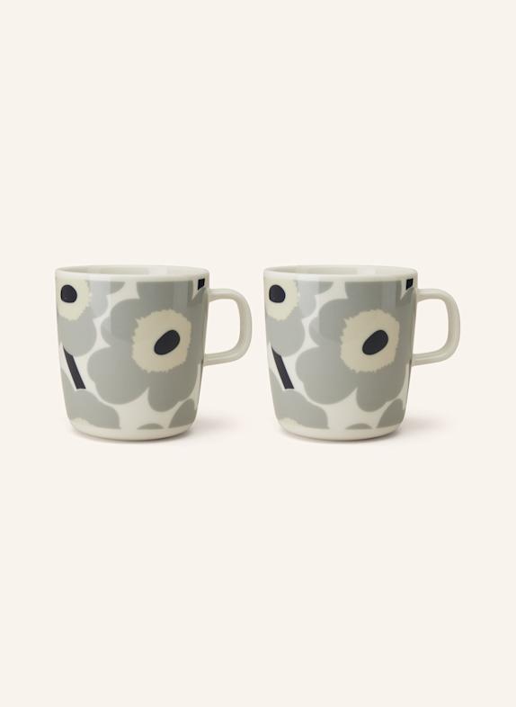 marimekko 2er-Set Henkelbecher OIVA/UNIKKO ECRU/ HELLGRAU/ SCHWARZ