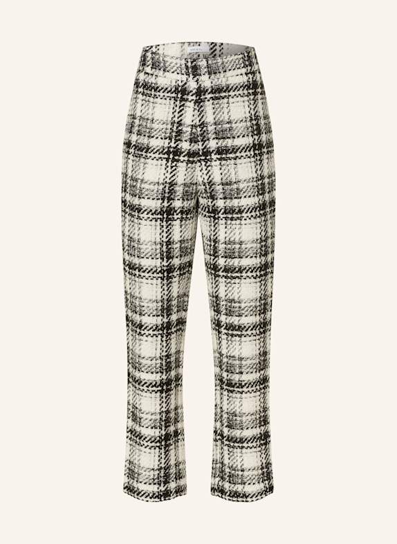 MRS & HUGS Wide leg trousers made of tweed WHITE/ BLACK