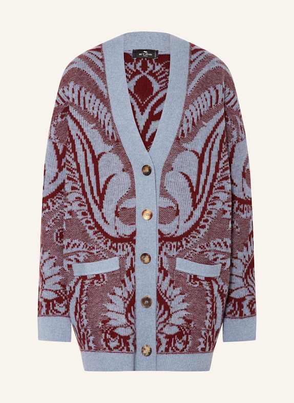 ETRO Strickjacke BLAUGRAU/ DUNKELROT