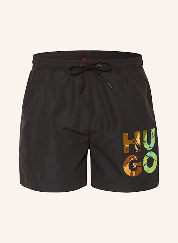 HUGO Badeshorts RAME SCHWARZ