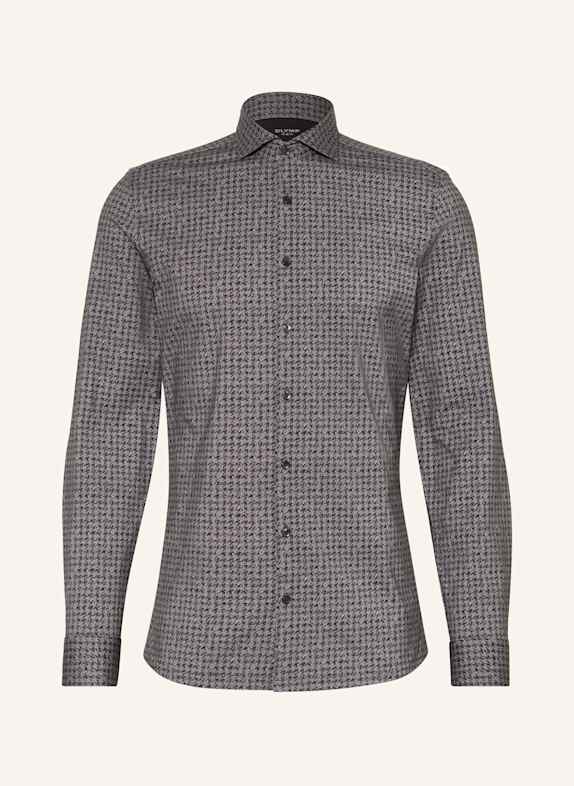 OLYMP Jerseyhemd No. Six 24/Seven super slim DUNKELGRAU/ SCHWARZ