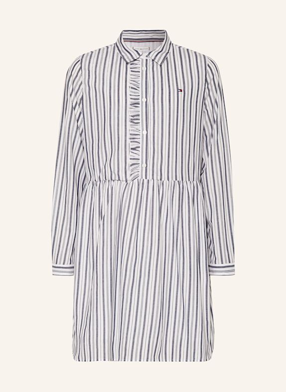 TOMMY HILFIGER Hemdblusenkleid mit Glitzergarn WEISS/ GRAU/ SILBER