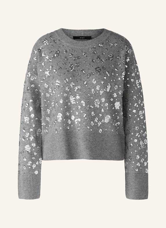oui Pullover mit Pailletten GRAU