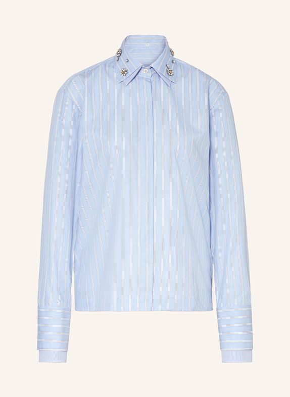 van Laack XYLA-FAPPL shirt blouse with detachable collar and decorative gems LIGHT BLUE/ WHITE