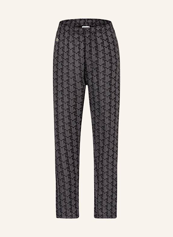 LACOSTE Kalhoty v joggingovém stylu ČERNÁ/ ŠEDÁ