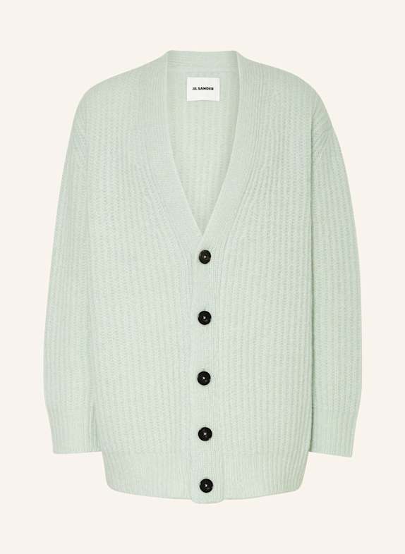 JIL SANDER Oversized pletený kardigan z mohéru MÁTOVÁ