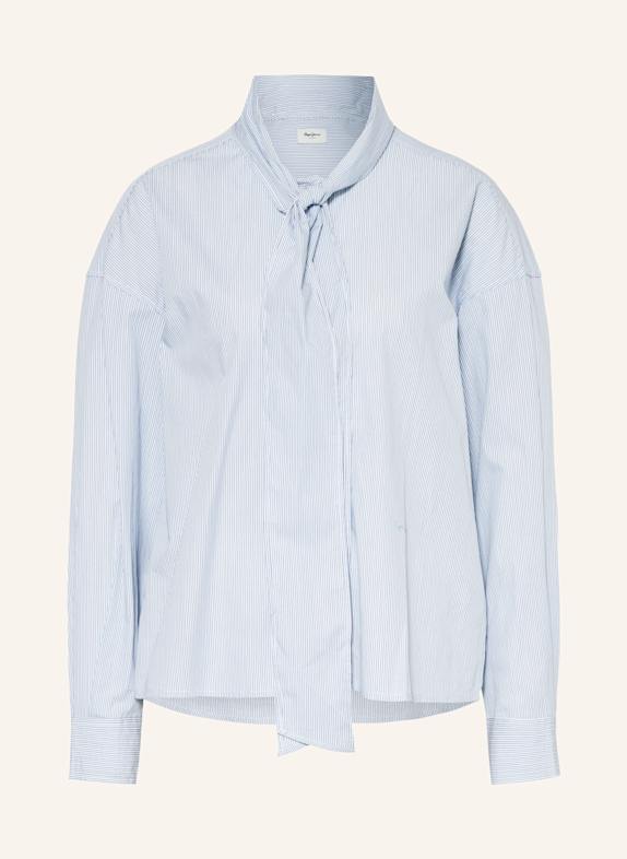 Pepe Jeans Bow-tie blouse KARYSHA WHITE/ LIGHT BLUE/ LIGHT GRAY