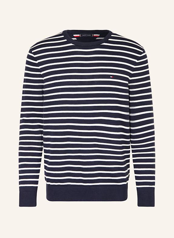 TOMMY HILFIGER Pullover DUNKELBLAU/ WEISS