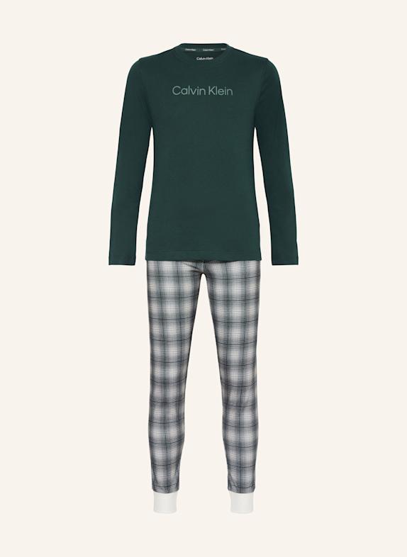 Calvin Klein Schlafanzug DUNKELGRÜN/ BEIGE