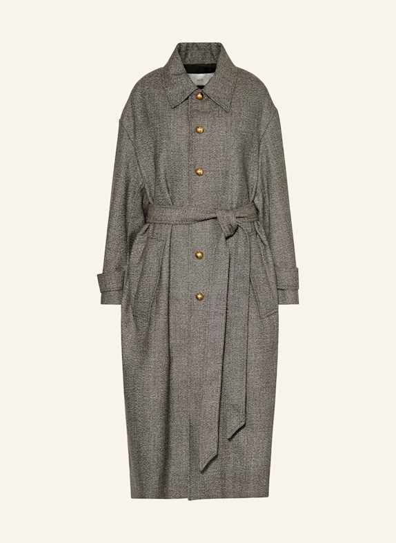 AMI PARIS Tweed-Mantel DUNKELBRAUN/ CREME