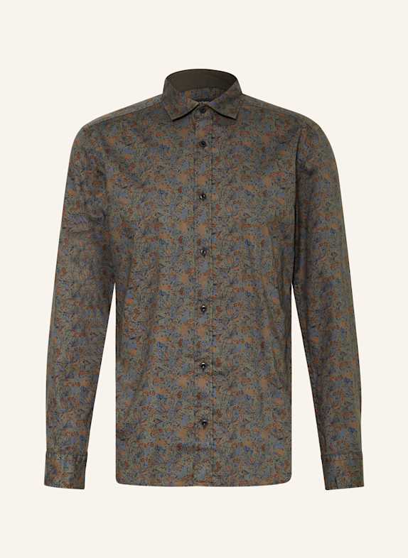 OLYMP Hemd Casual regular fit OLIV/ BLAU/ COGNAC