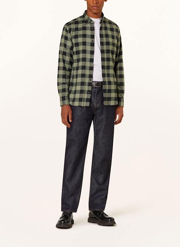 OLYMP Skjorte Casual regular fit OLIVEN / MØRKEBLÅ