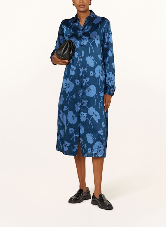 rossana diva Shirt dress in silk DARK BLUE/ BLUE