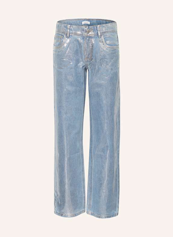 name it Jeansy z błyszczącą przędzą Light Blue Denim/SILVER FOIL