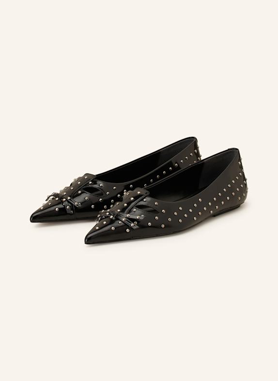 MARC JACOBS Lack-Ballerinas THE CAT mit Nieten und Cut-outs SCHWARZ