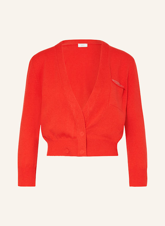 PESERICO Cropped-Strickjacke mit Schmucksteinen ORANGE