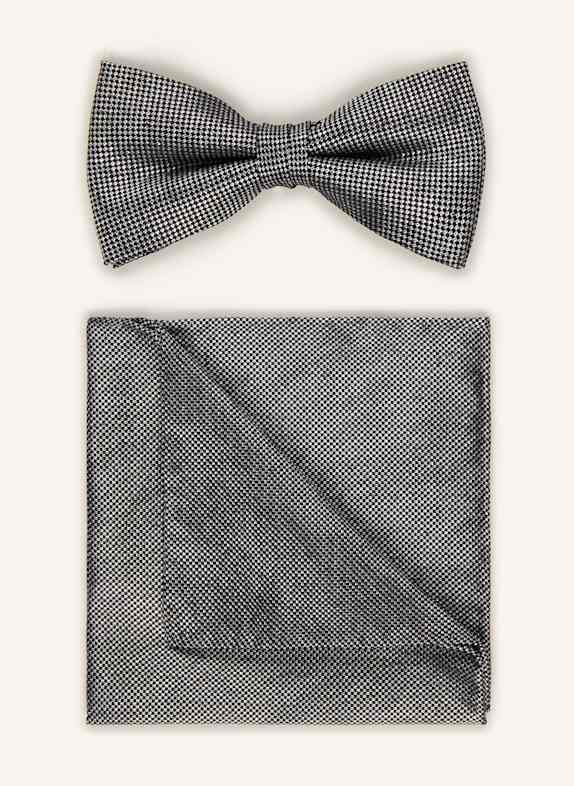 OLYMP Zestaw: mucha z poszetką SZARY / SREBRNY / CZIEMNOSZARY