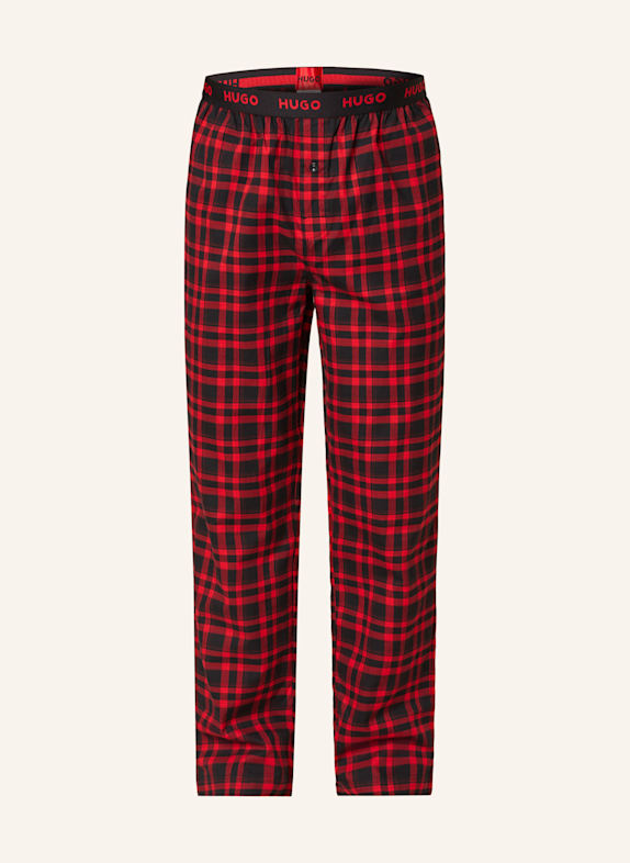 HUGO Schlafhose aus Flanell SCHWARZ/ ROT