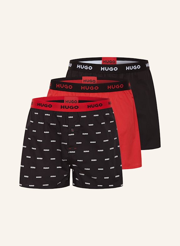 HUGO 3er-Pack Boxershorts SCHWARZ/ ROT/ WEISS
