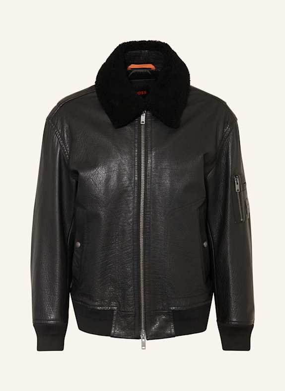 BOSS Lederblouson JOBARK SCHWARZ