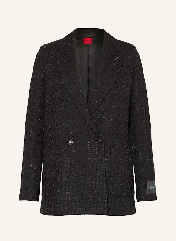 HUGO ATISI tweed blazer with glitter thread BLACK