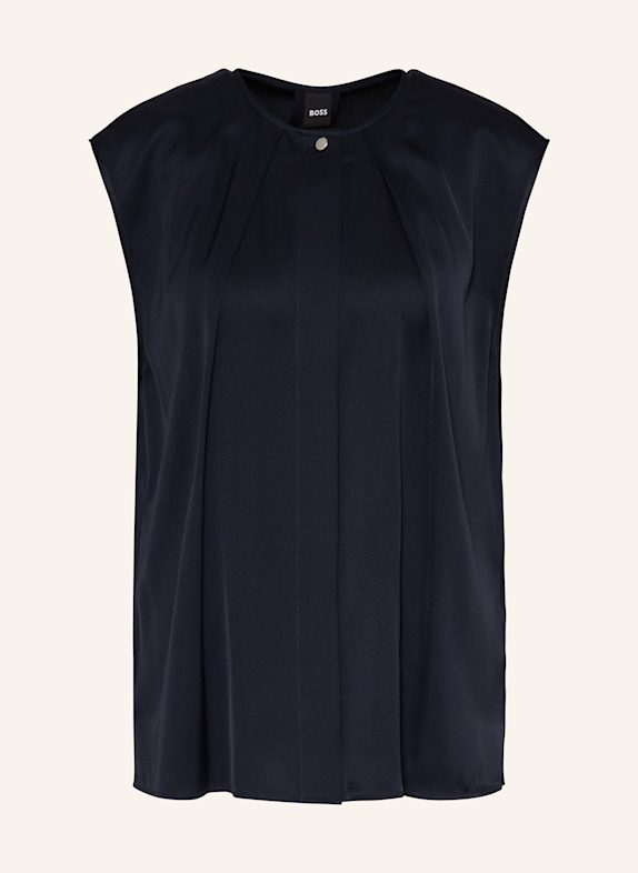 BOSS BIELLI blouse top in satin DARK BLUE