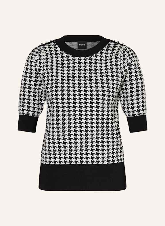 BOSS Dzianinowa koszulka FANTILINA CZARNY/ BIAŁY