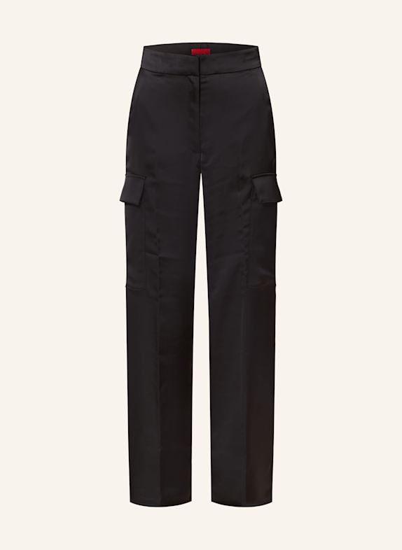 HUGO Cargo pants HAKILA in satin BLACK