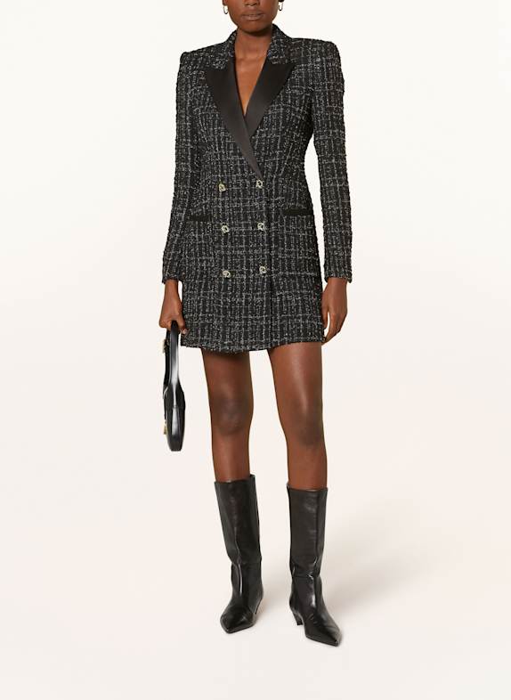 BOSS DANSIAN sheath dress in tweed with glitter thread BLACK/ SILVER