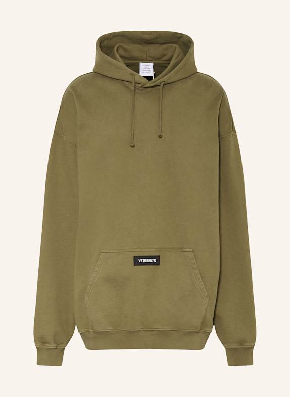 VETEMENTS Oversized mikina s kapucí KHAKI