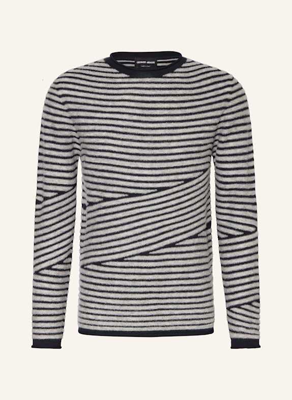 GIORGIO ARMANI Sweter GRANATOWY/ SZARY
