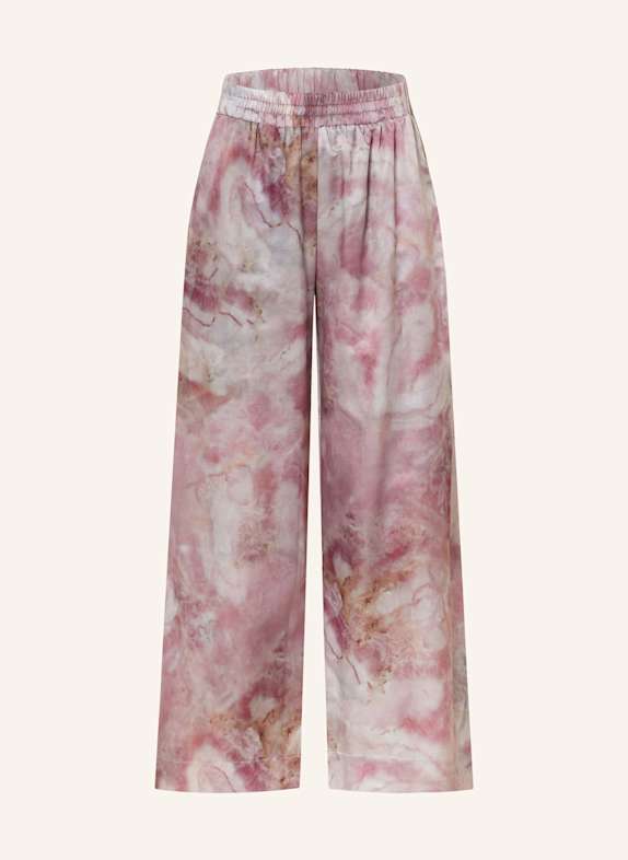 zimmerli Schlafhose COTTON SILK PRINT mit Seide HELLGRAU/ ALTROSA