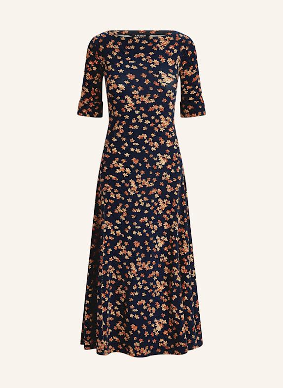 LAUREN RALPH LAUREN Jerseykleid DUNKELBLAU/ HELLBRAUN/ DUNKELROT