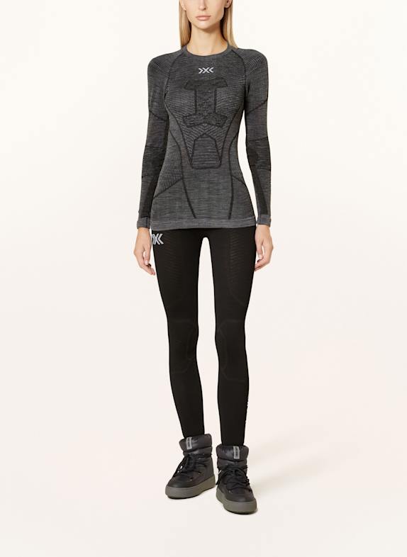 X-BIONIC SYMBIO MERINO functional underwear shirt made from merino wool DARK GRAY / BLACK