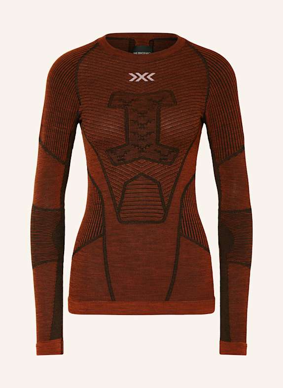 X-BIONIC Funktionswäsche-Shirt SYMBIO MERINO aus Merinowolle BRAUN/ SCHWARZ