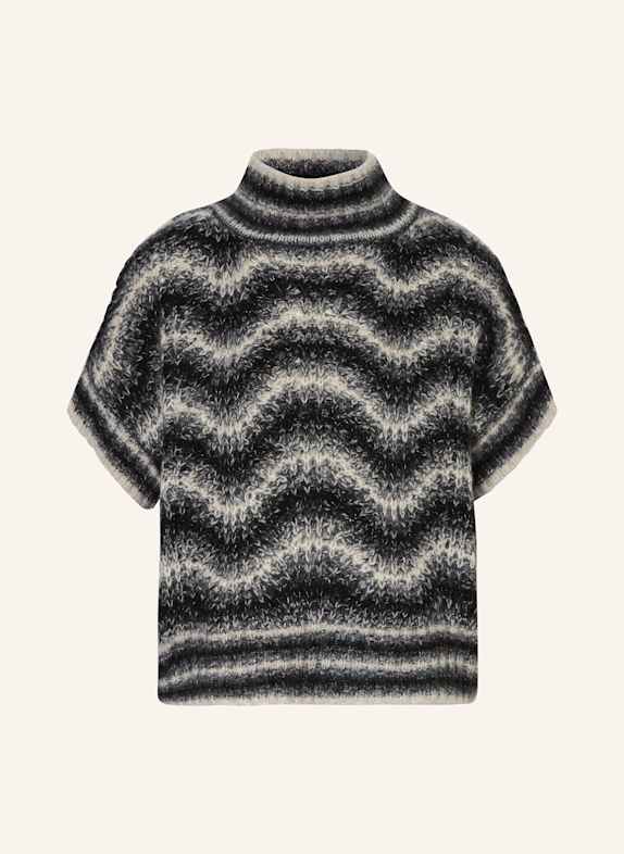 HEMISPHERE LOOK4 cashmere sweater with glitter thread BLACK/ TAUPE/ DARK GRAY