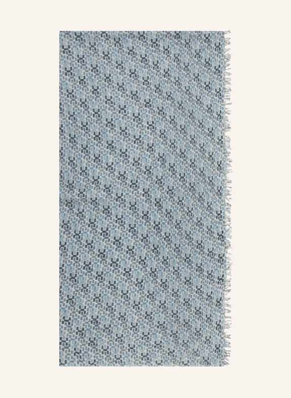 HEMISPHERE LAHA cashmere scarf LIGHT BLUE/ TEAL/ WHITE